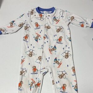 Carter's White and Blue Skiing Animals Footie